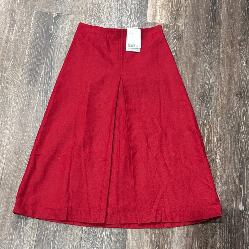 H&M Wool Blend Red Midi Skirt